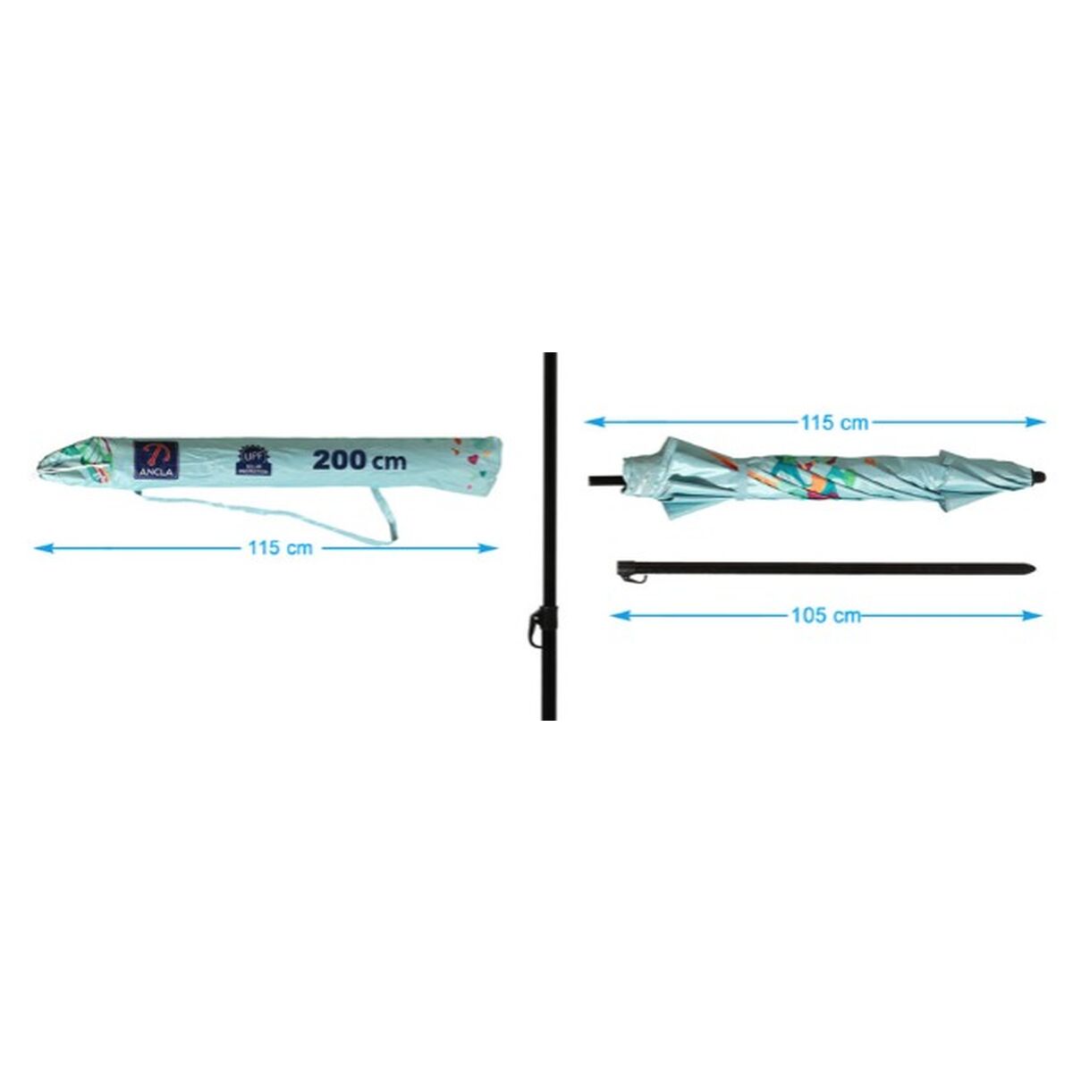 Suncobran Modrý 200 cm UPF 50+